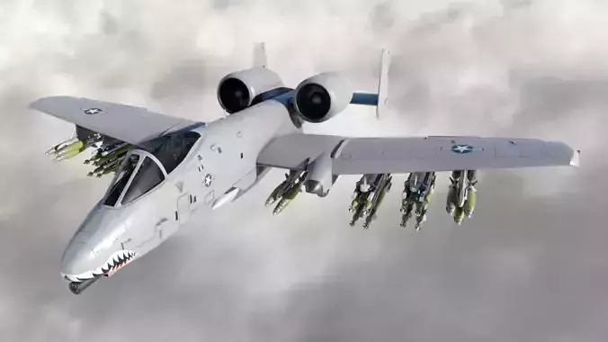 Low Poly PBR A-10 Tank Buster Low-poly 3D model
