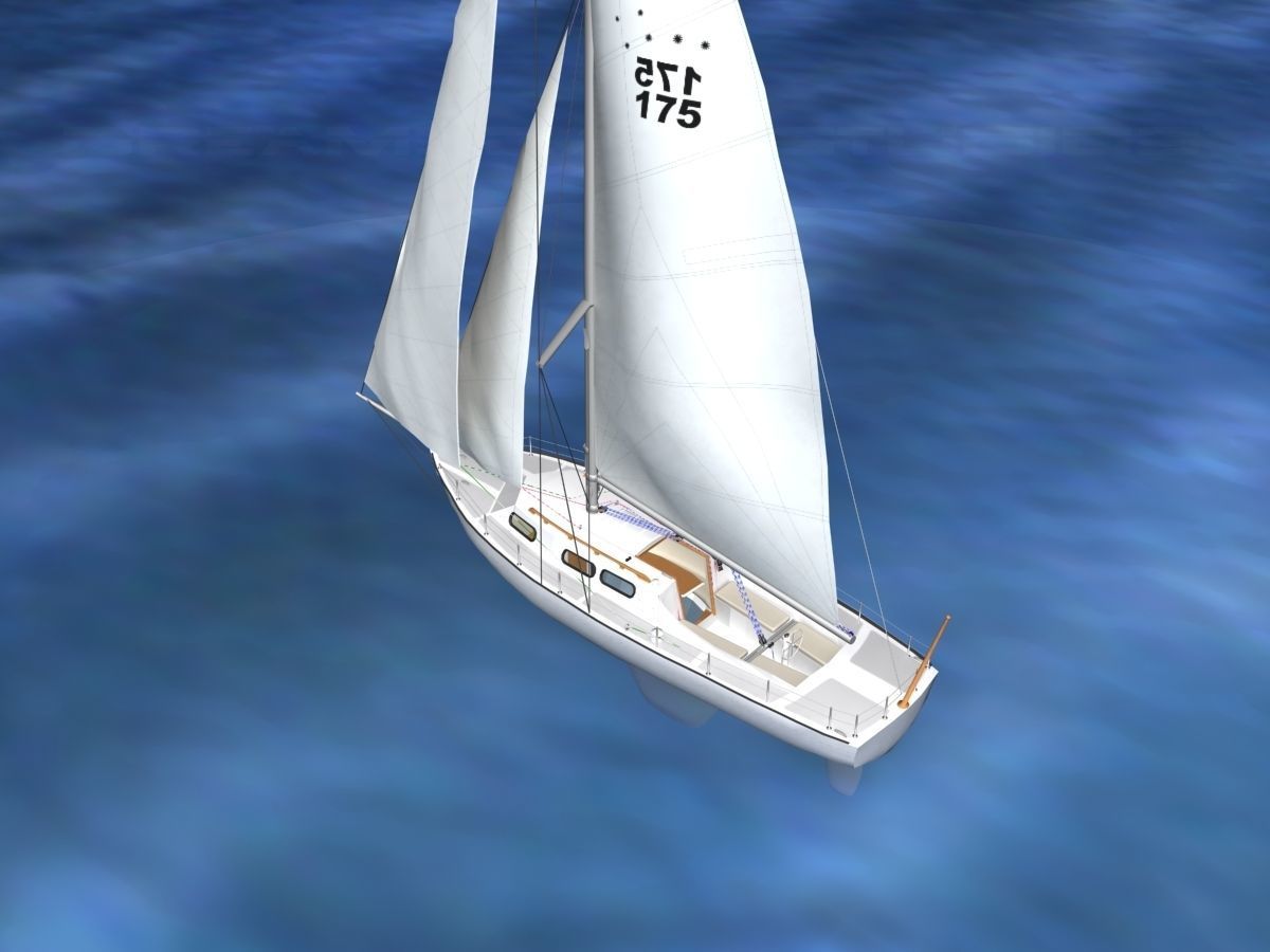 30 Foot Sailboat V00 3D model_8