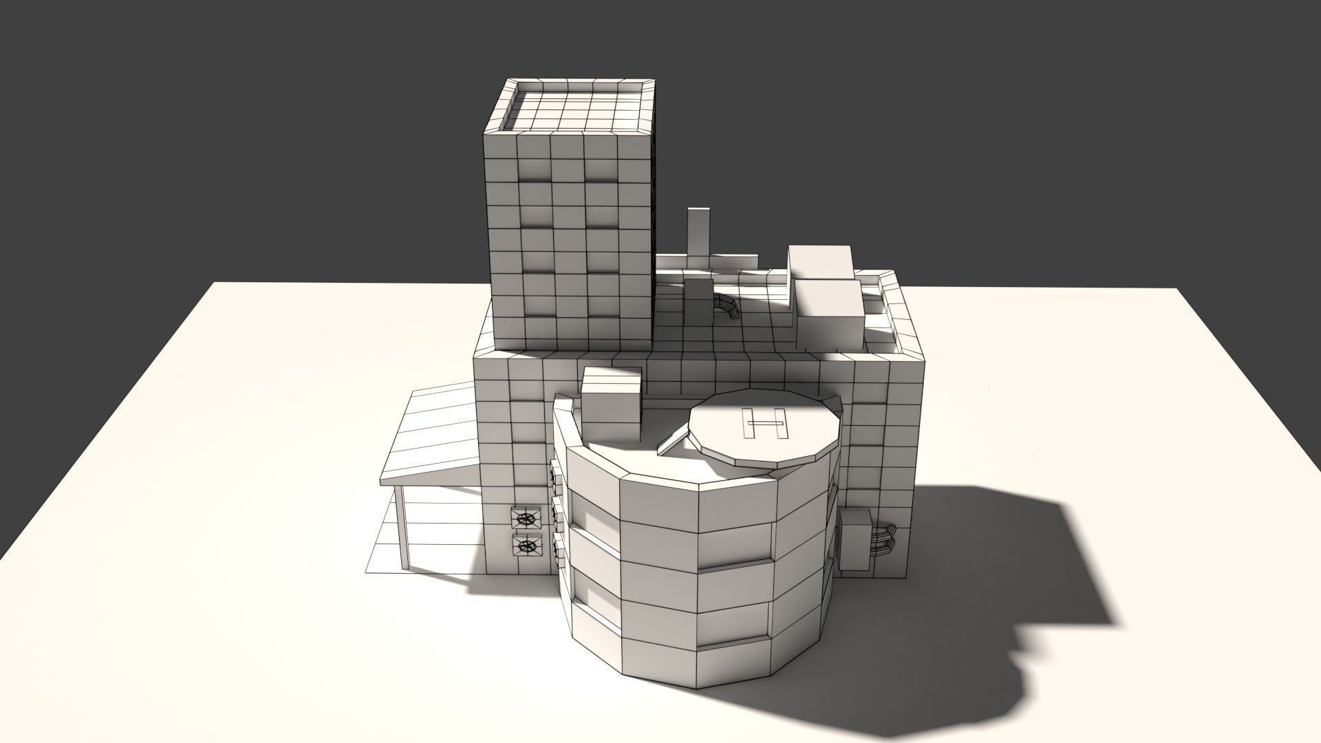 Low Poly Hospital building with cross on top Low-poly 3D model_7