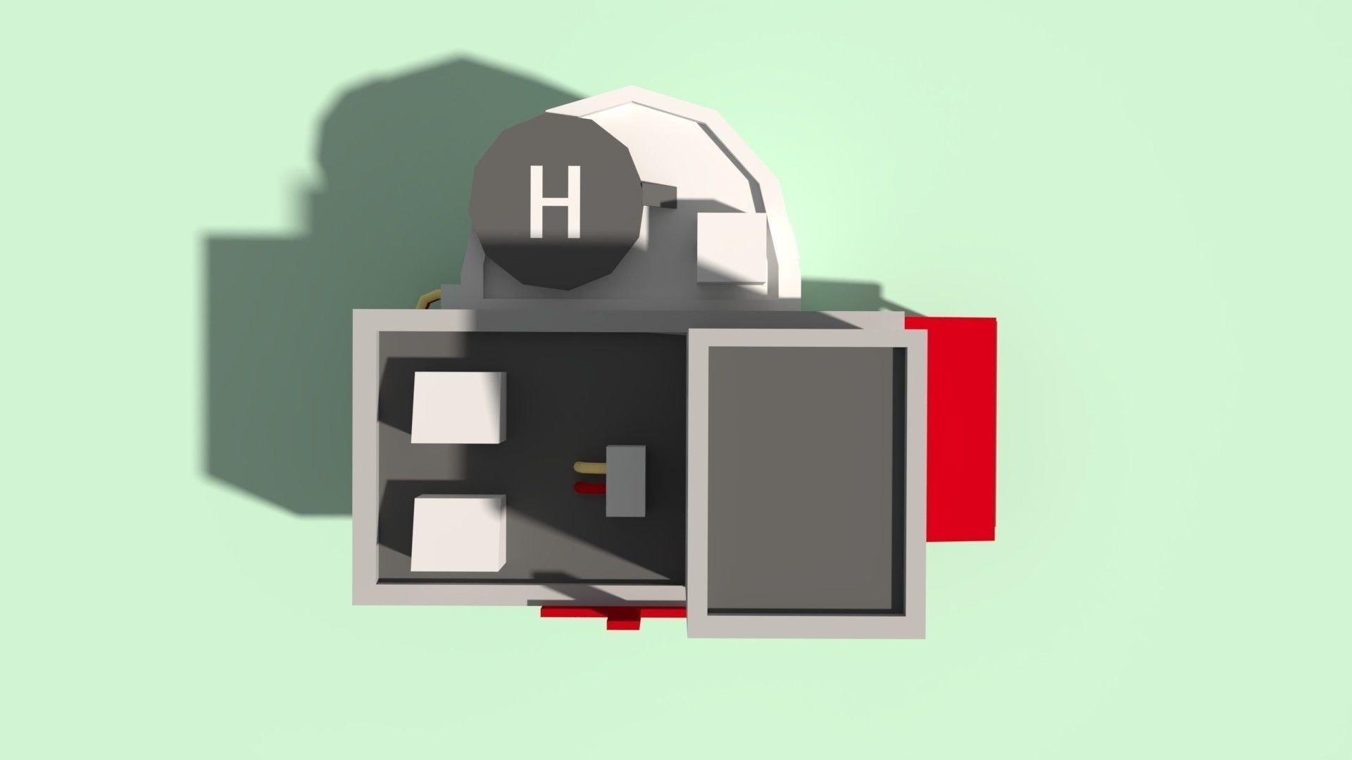 Low Poly Hospital building with cross on top Low-poly 3D model_3