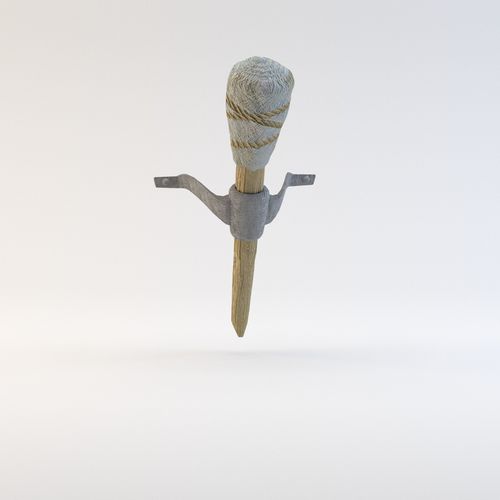Simple Medieval Torch with Holder Low-poly 3D model