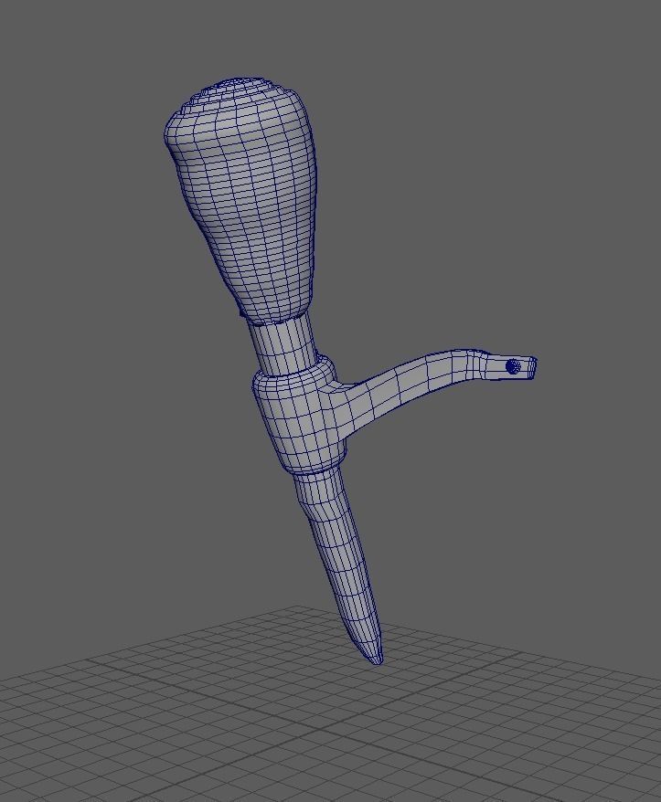 Simple Medieval Torch with Holder Low-poly 3D model_2