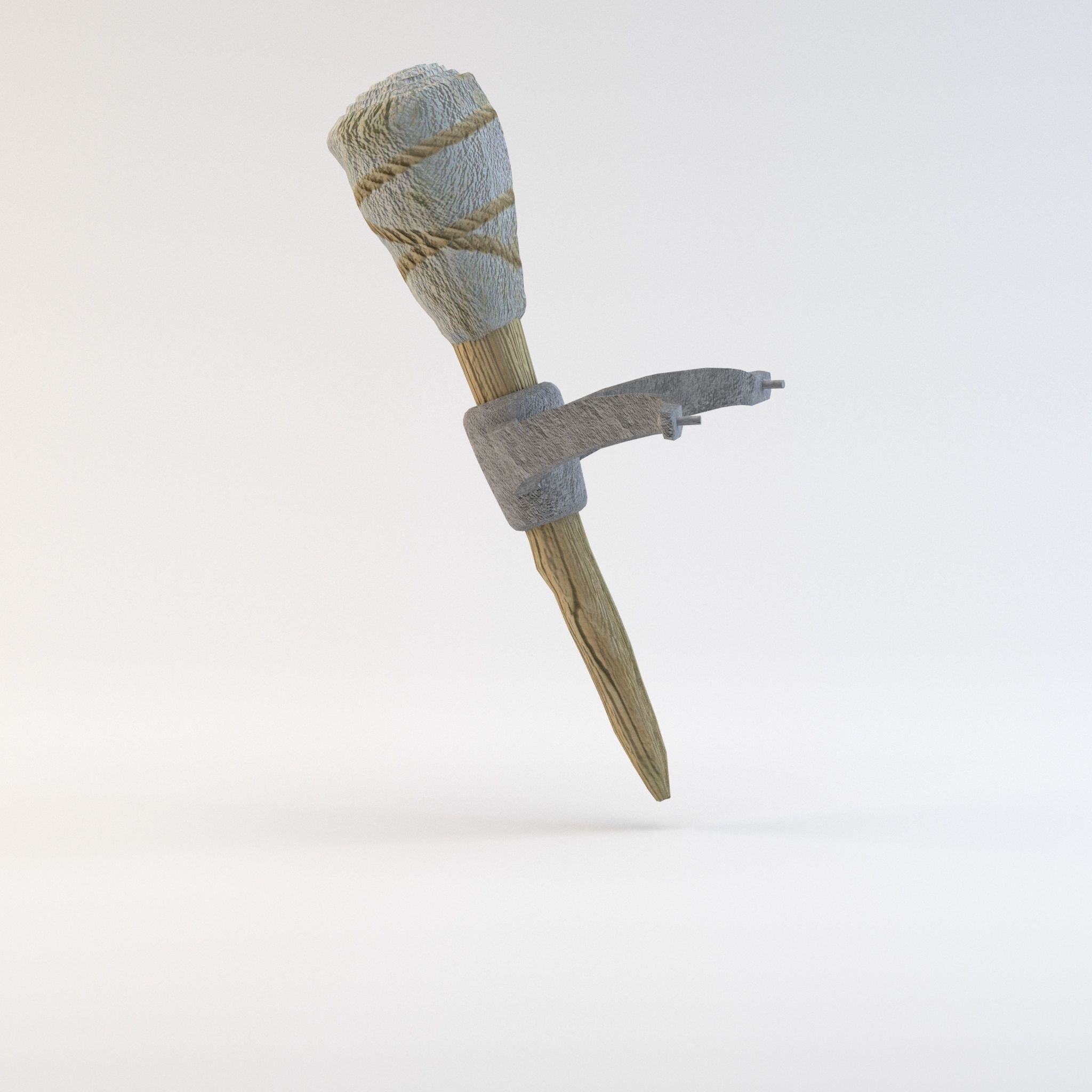 Simple Medieval Torch with Holder Low-poly 3D model_1