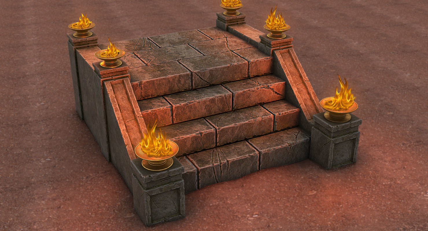 Castle Stairs Low-poly 3D model_5