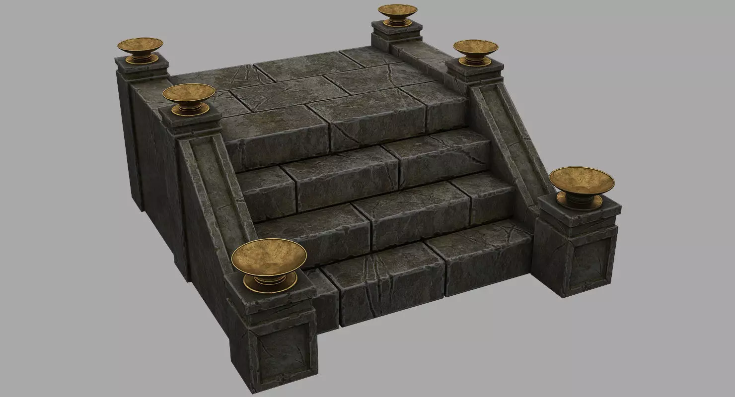 Castle Stairs Low-poly 3D model_0