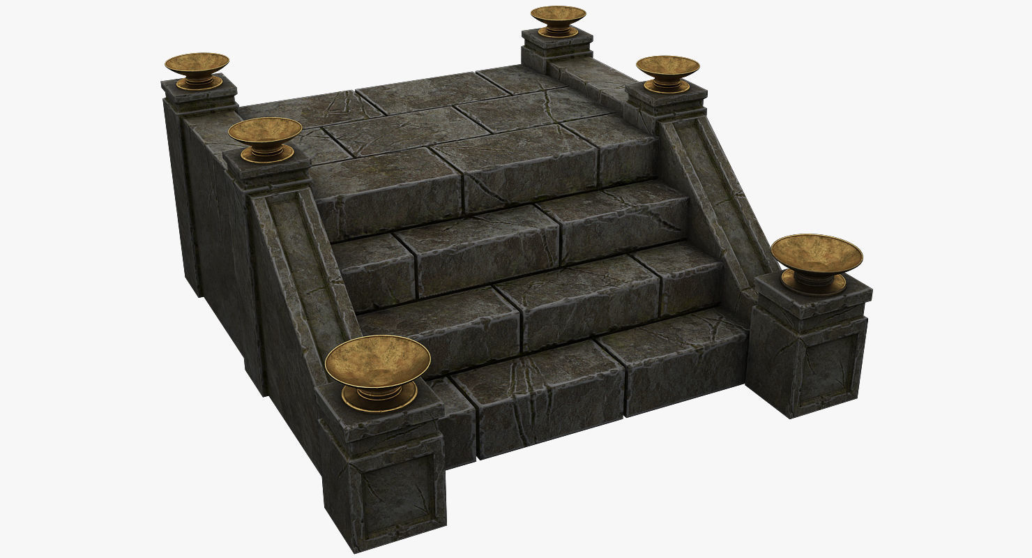 Castle Stairs Low-poly 3D model_1