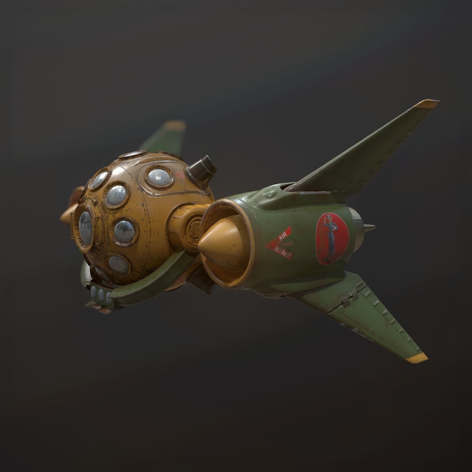 Scout space-ship RS-1 Low-poly 3D model_5