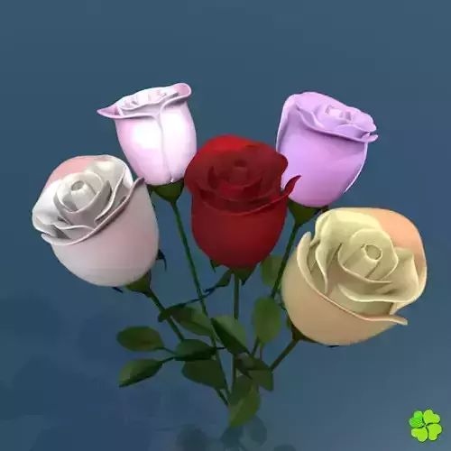 Rose multicolor low poly Low-poly 3D model Rose multicolor low poly Low-poly 3D model