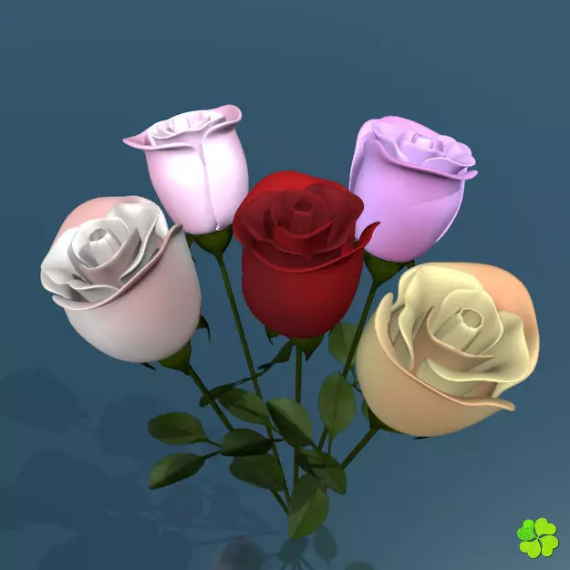 Rose multicolor low poly Low-poly 3D model_0
