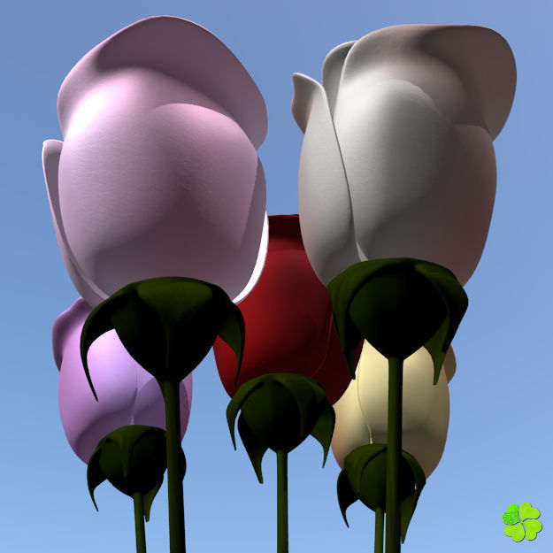 Rose multicolor low poly Low-poly 3D model_1