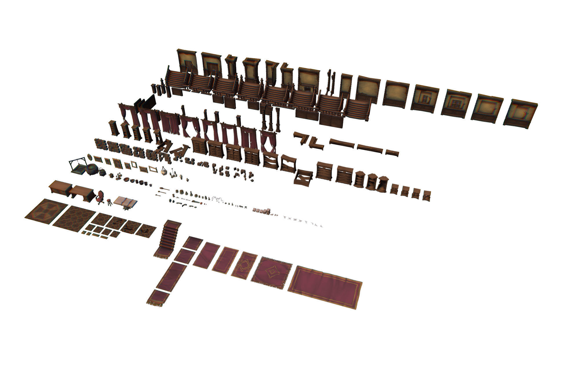 Haunted Mansion Set - Low Poly Hand Painted Low-poly 3D model_6