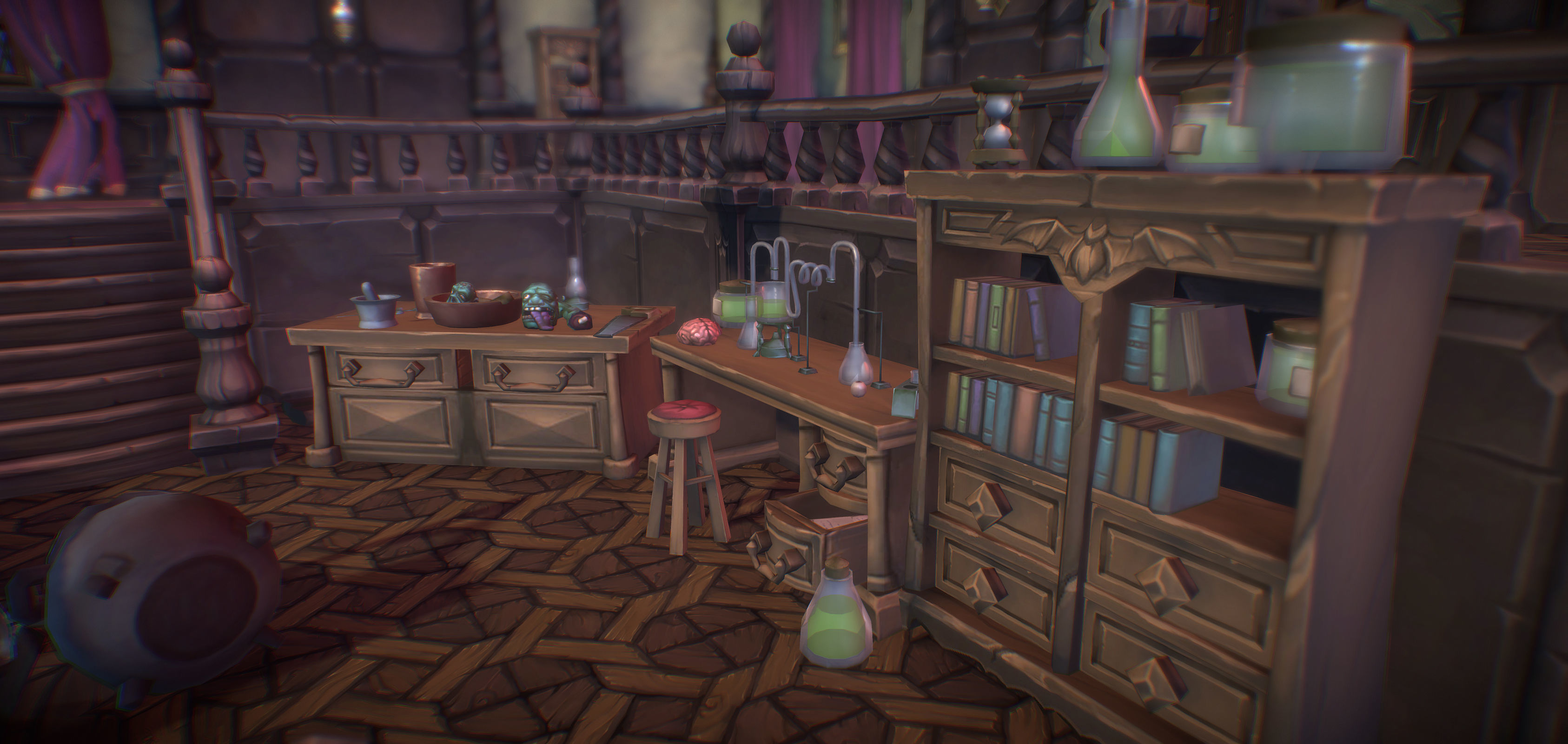 Haunted Mansion Set - Low Poly Hand Painted Low-poly 3D model_5