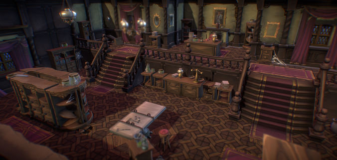 Haunted Mansion Set - Low Poly Hand Painted Low-poly 3D model