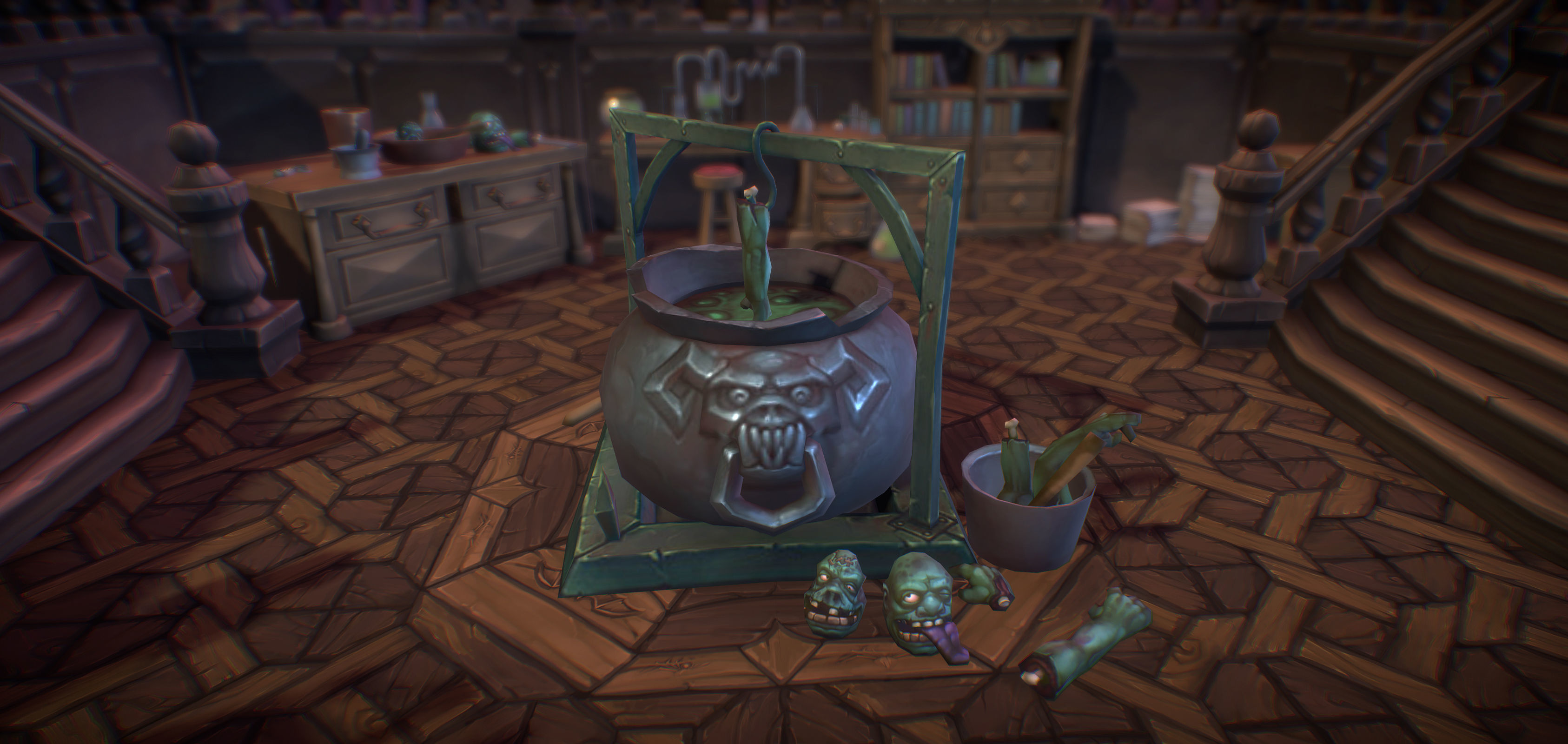 Haunted Mansion Set - Low Poly Hand Painted Low-poly 3D model_2