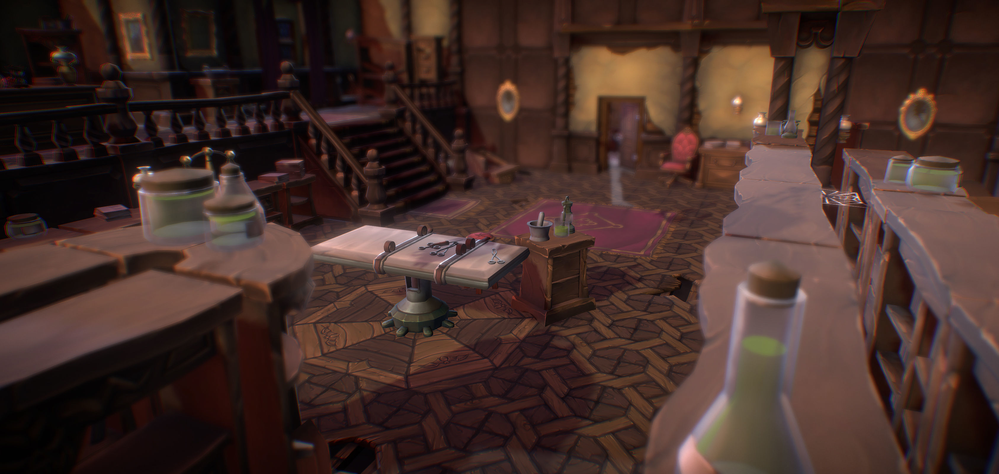 Haunted Mansion Set - Low Poly Hand Painted Low-poly 3D model_1