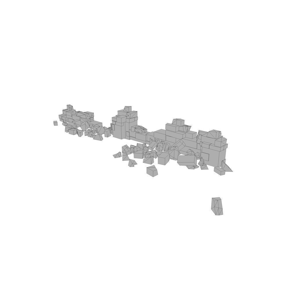 Ruined Brick Wall Low-poly 3D model_4