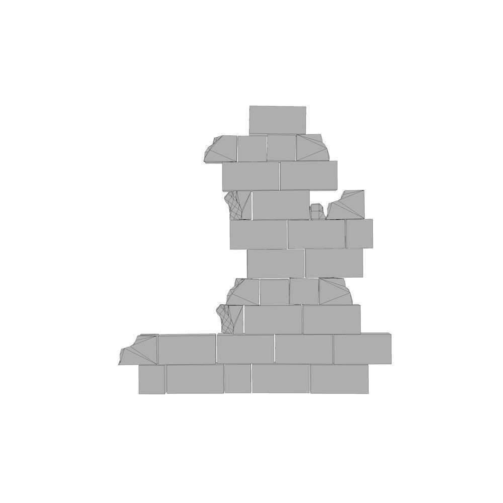 Ruined Wall Low-poly 3D model_4