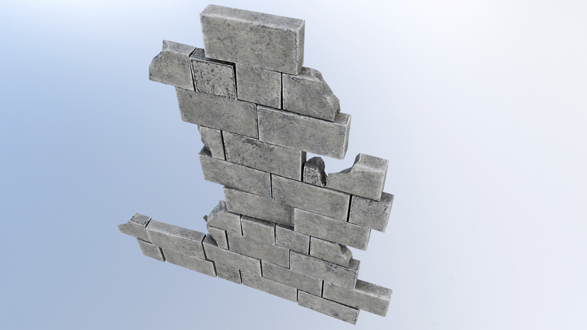 Ruined Wall Low-poly 3D model_3
