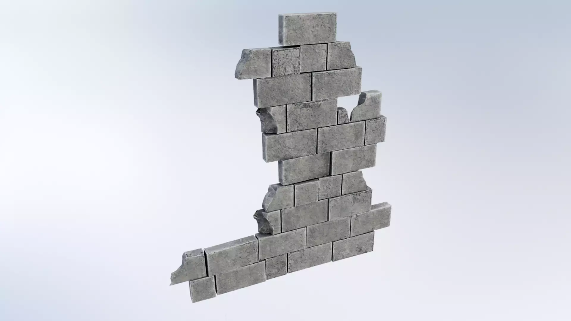 Ruined Wall Low-poly 3D model_0