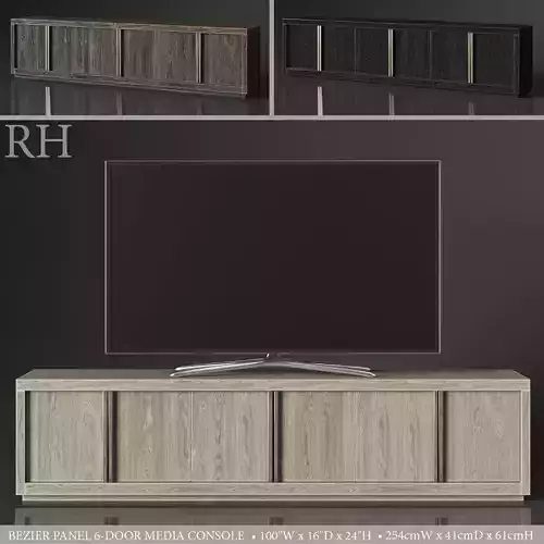 RH BEZIER PANEL 6-DOOR MEDIA CONSOLE