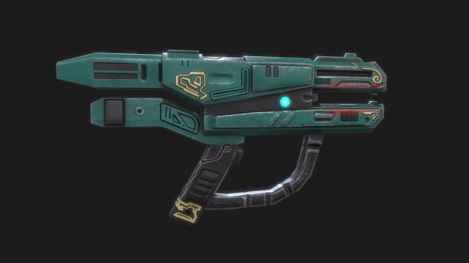 Low poly 3d game model of alien sci fi rifle Low-poly 3D model
