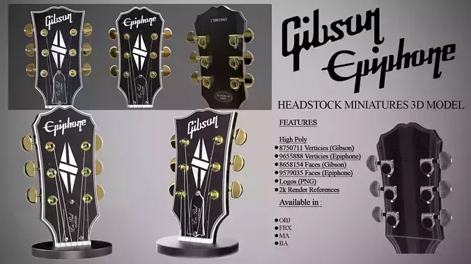 Gibson and Epiphone Headstock Miniatures