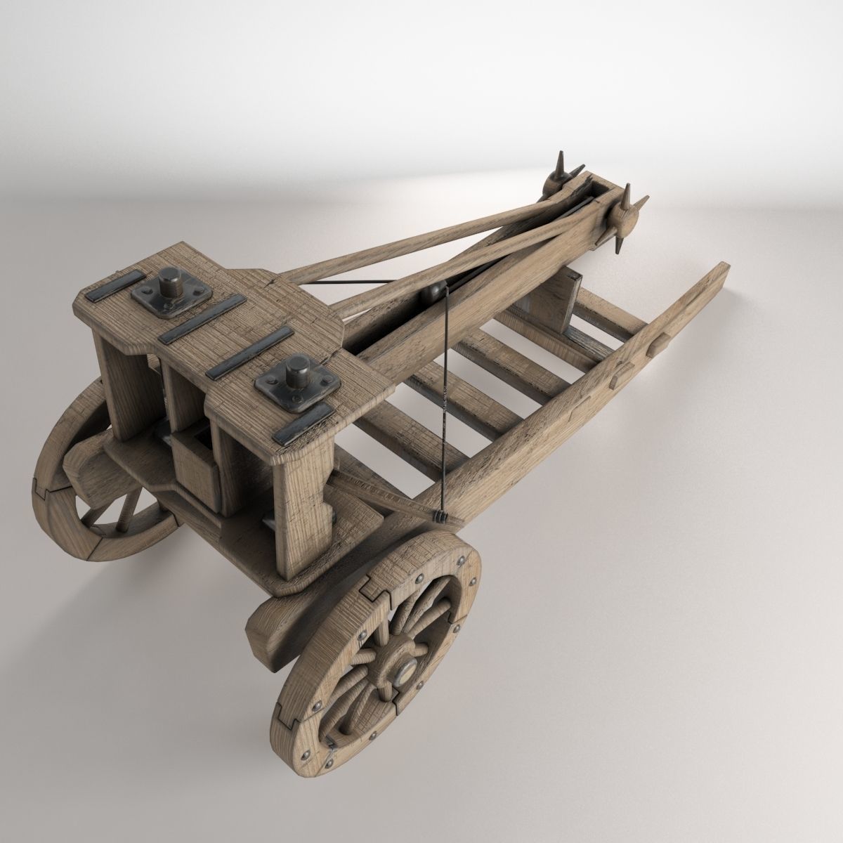 Ballista wooden cannon Low-poly 3D model_3