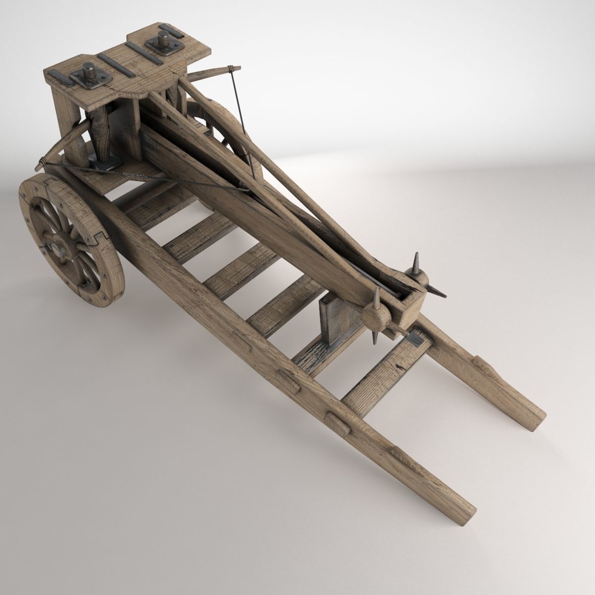 Ballista wooden cannon Low-poly 3D model_2