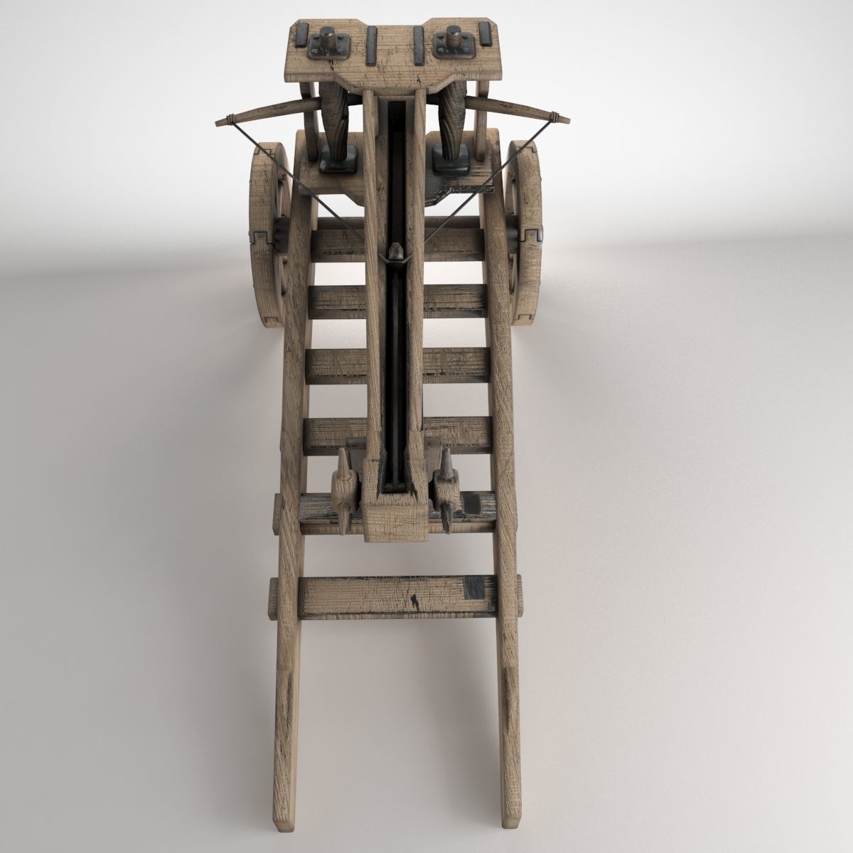 Ballista wooden cannon Low-poly 3D model_6