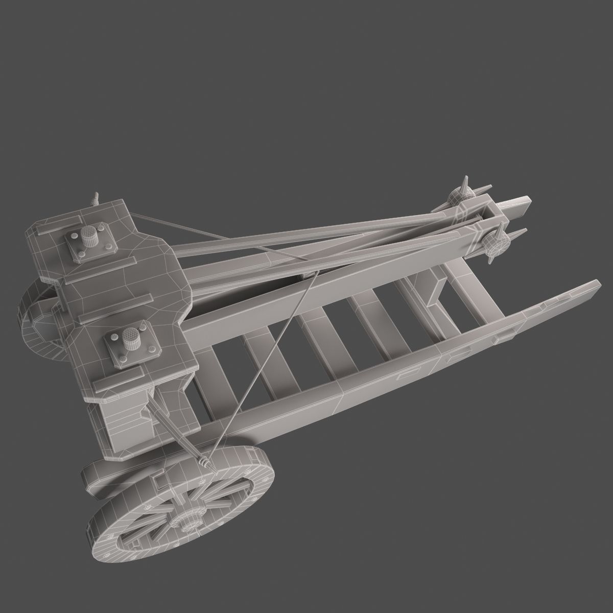 Ballista wooden cannon Low-poly 3D model_9