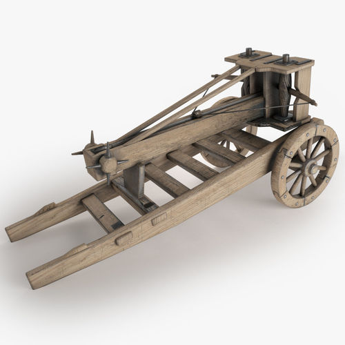Ballista wooden cannon Low-poly 3D model