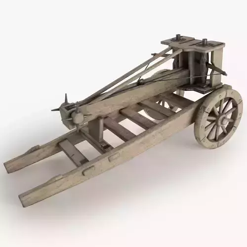 Ballista wooden cannon Low-poly 3D model