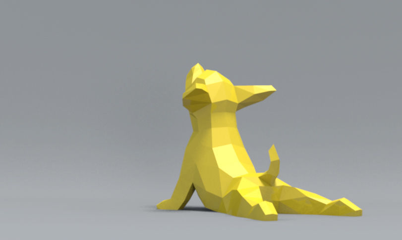 Low Polygon Chihuahua dog model 3D print model 3D print model_4