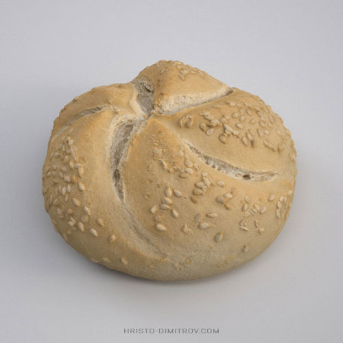 Sesame Kaiser Bread Roll 3D model