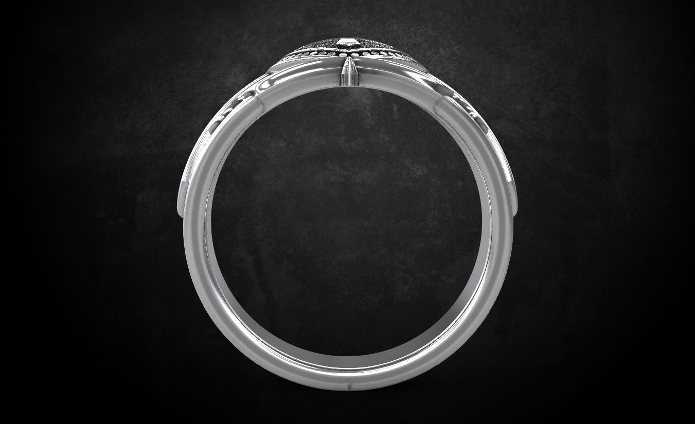 Ring shield with cross and patterns many size 221 3D print model_4
