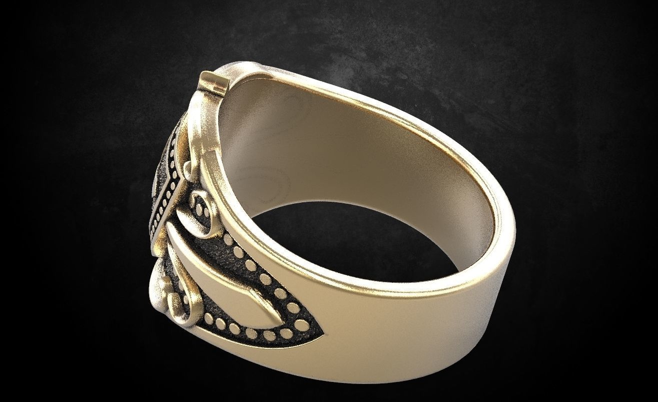 Ring shield with cross and patterns many size 221 3D print model_9