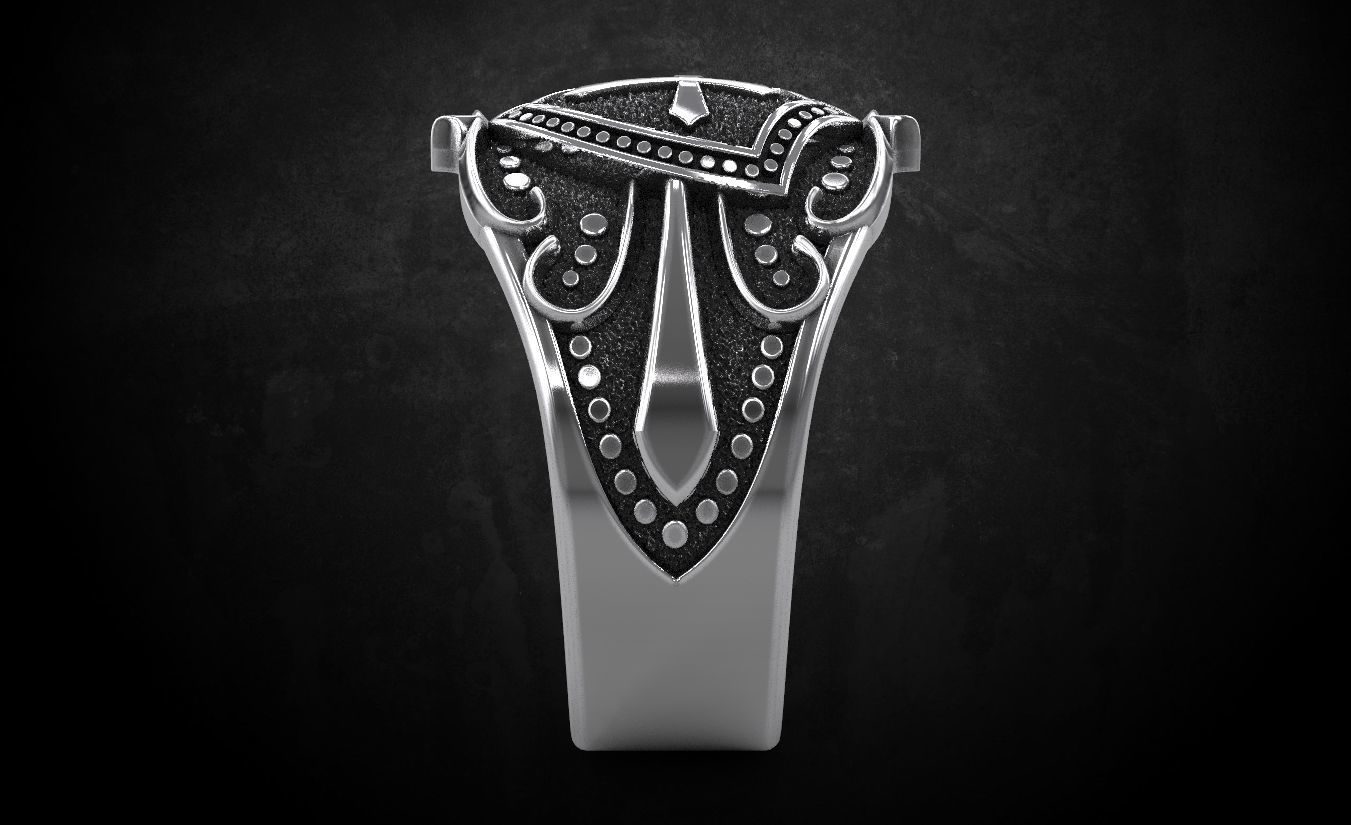 Ring shield with cross and patterns many size 221 3D print model_10