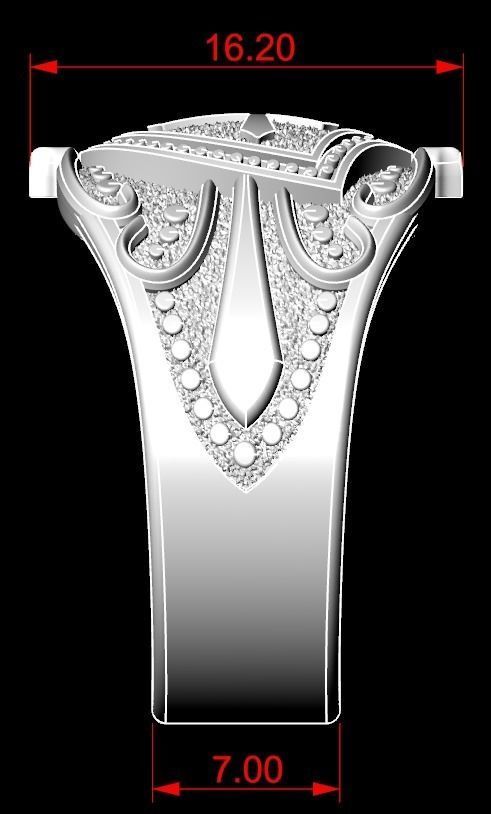 Ring shield with cross and patterns many size 221 3D print model_15