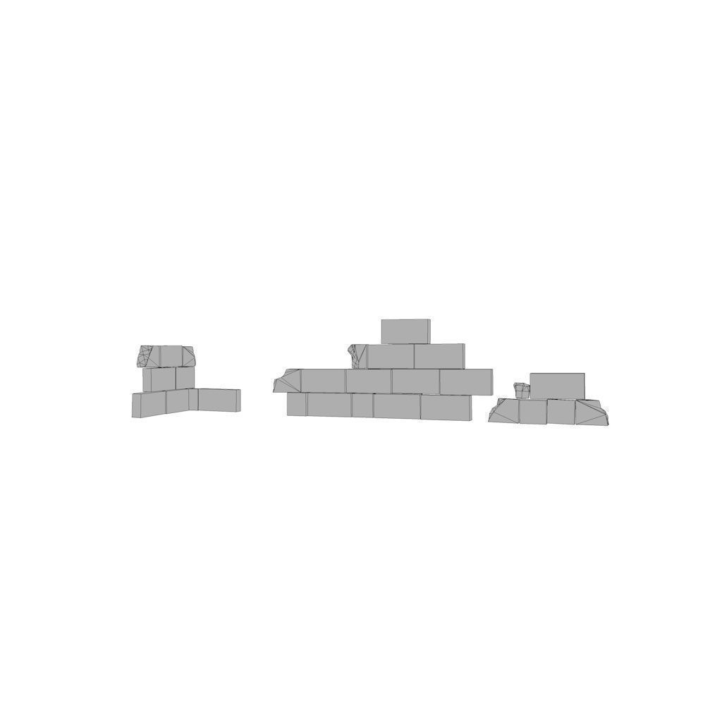 Ruined Wall Low-poly 3D model_4