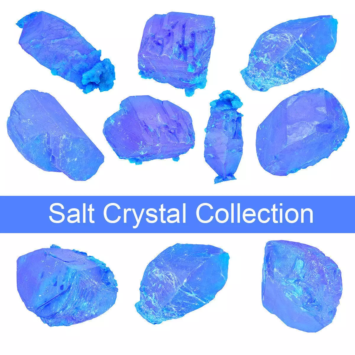 Blue Salt Crystal Collection 5 items Low-poly 3D model_0