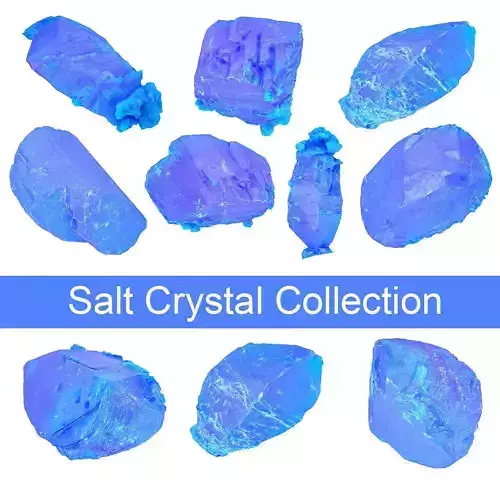 Blue Salt Crystal Collection 5 items Low-poly 3D model