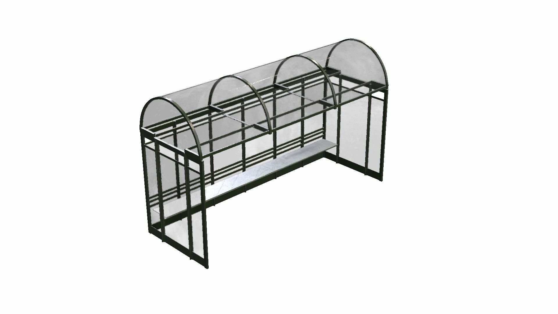 Bus Shelter Low-poly 3D model_3