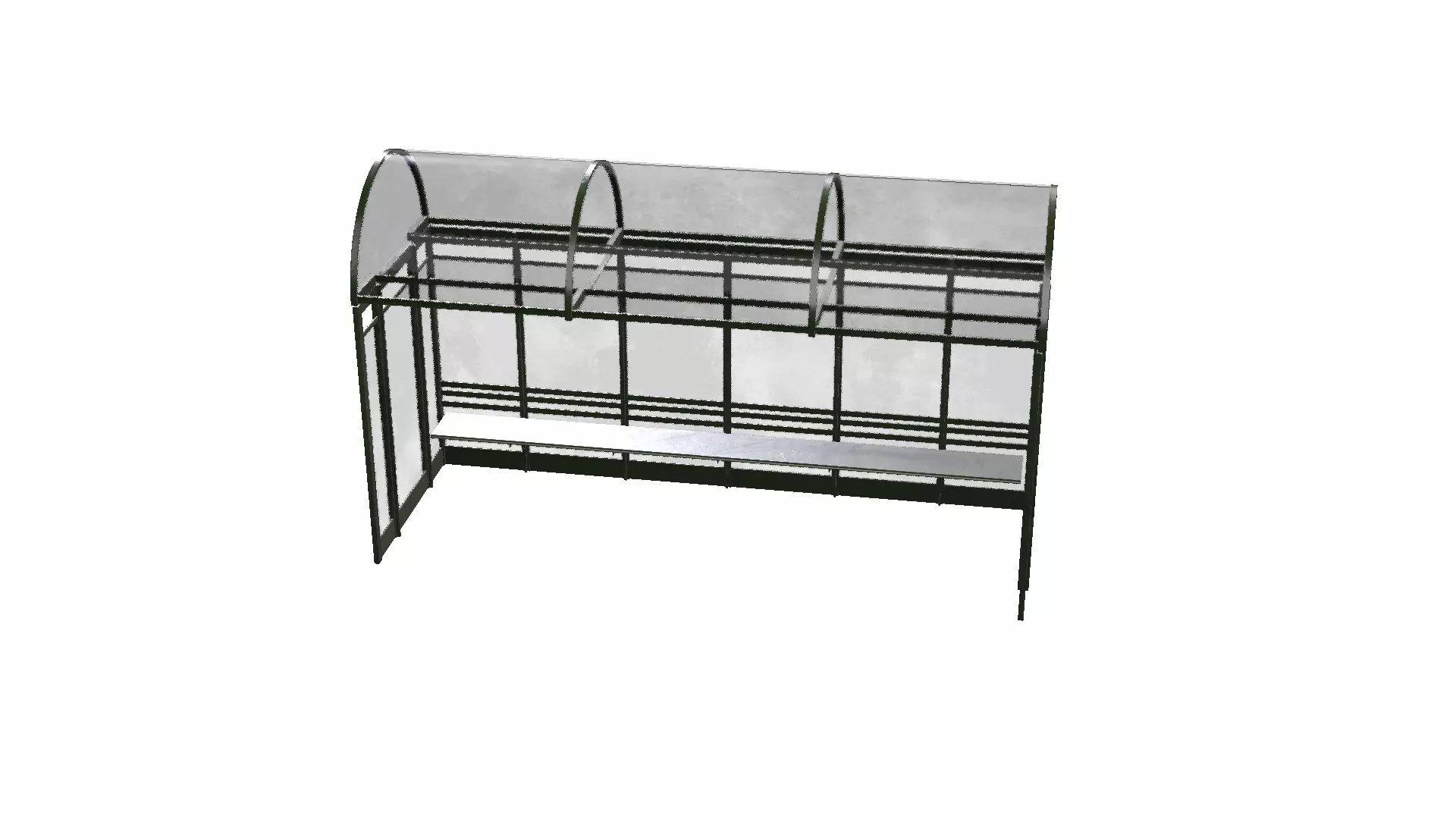 Bus Shelter Low-poly 3D model_0