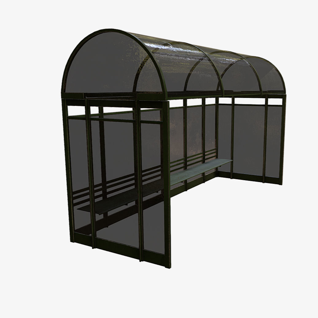 Bus Shelter Low-poly 3D model_21