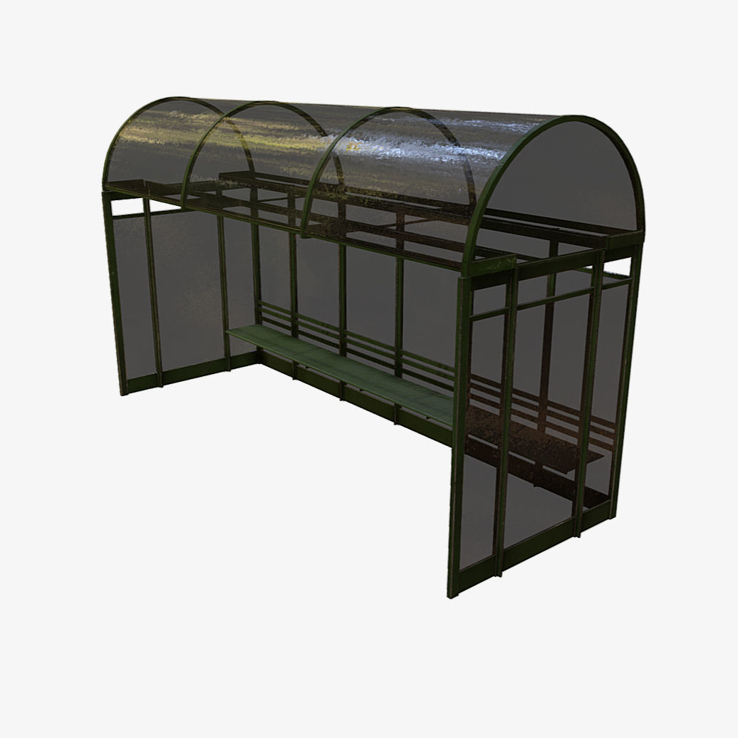 Bus Shelter Low-poly 3D model_20