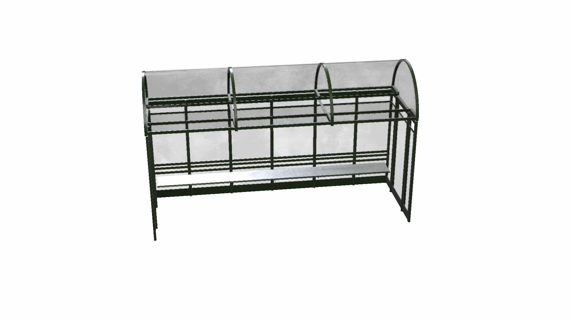 Bus Shelter Low-poly 3D model_1