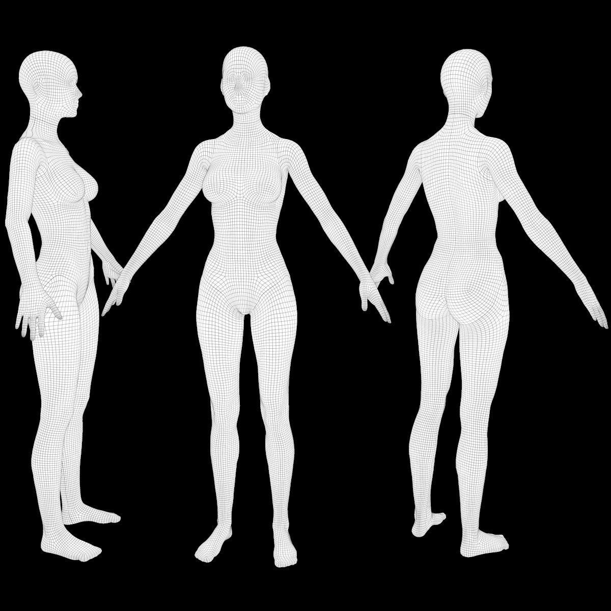 Skullsuit female skeletons in gold Low-poly 3D model_4