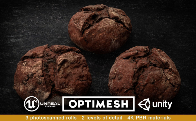 Chocolate Roll Bun 3D PBR Pack Low-poly 3D model
