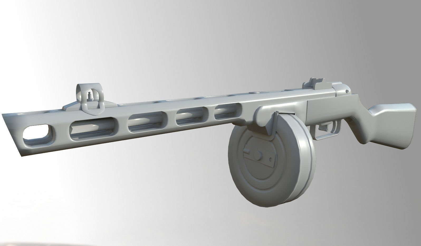 PPSH-41 rifle with wooden handle Low-poly 3D model_13