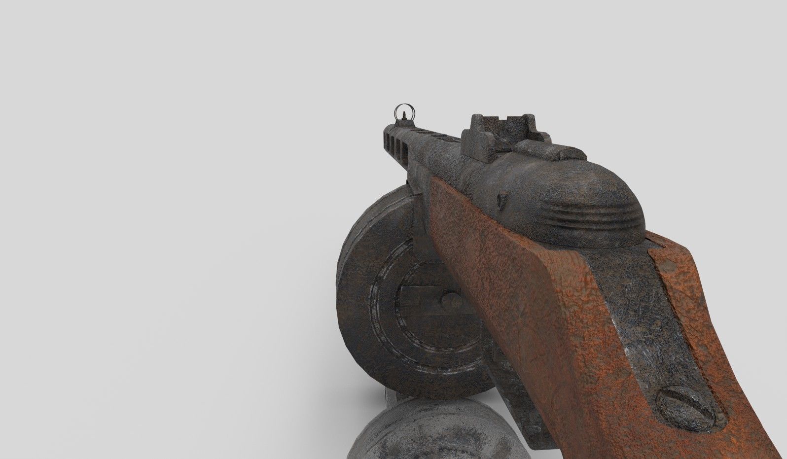 PPSH-41 rifle with wooden handle Low-poly 3D model_3